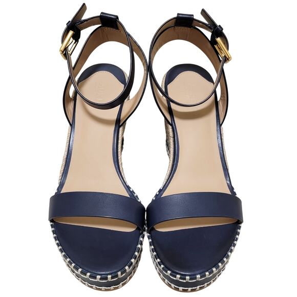 Lauren Ralph Lauren Hilarie Ankle Strap Espadrille Sandal Size US 7.5M Navy Blue - Picture 3 of 5